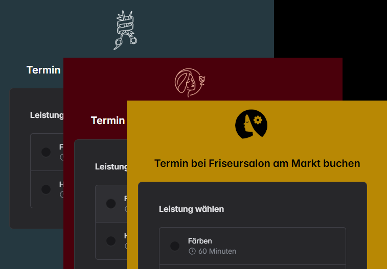 Online Terminbuchung Buchungsseite Verschiedene Designs