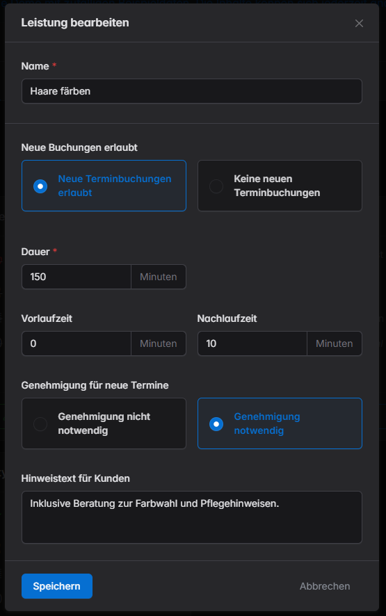 Online Terminplaner Dienstleistung Bearbeiten
