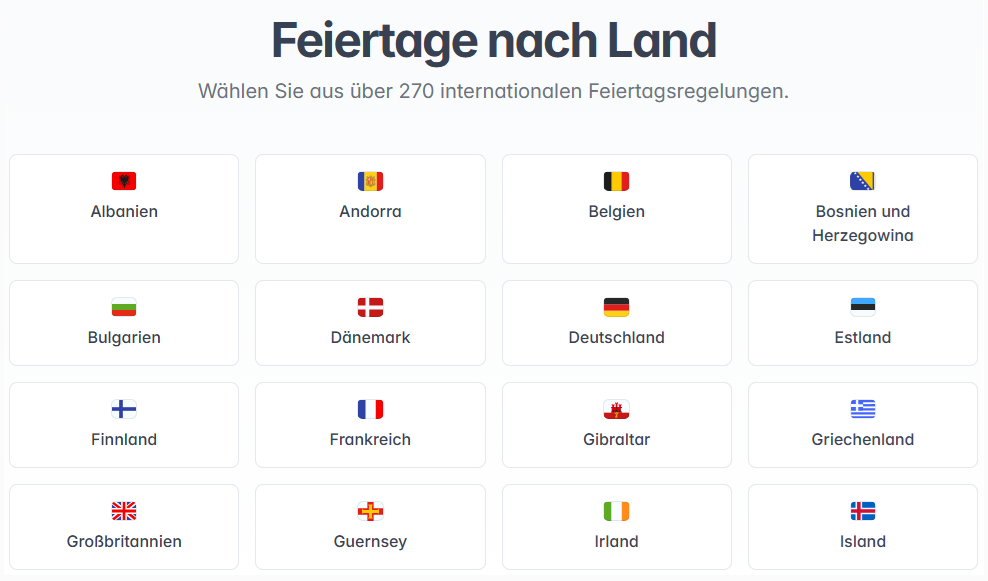 Online terminplaner feiertage
